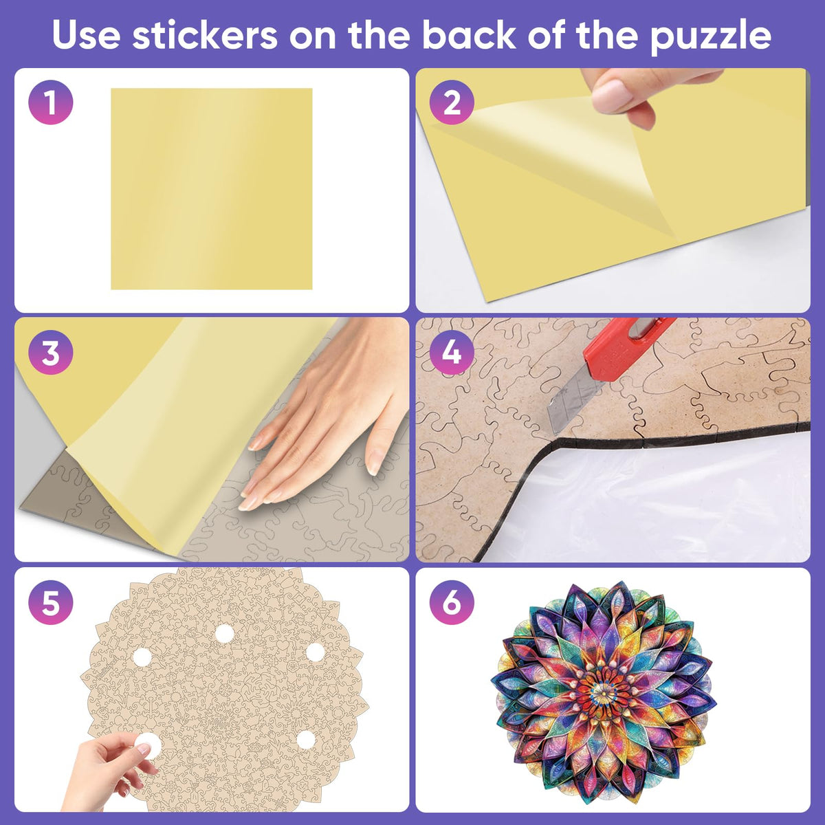 Colorful Crystal Flower Wooden Jigsaw Puzzles for Adults Puzzles 500Pcs Unique Irregular Shape Cut Puzzles for Family and Couples on Birthday (Crystal Flower / 500 pieces)