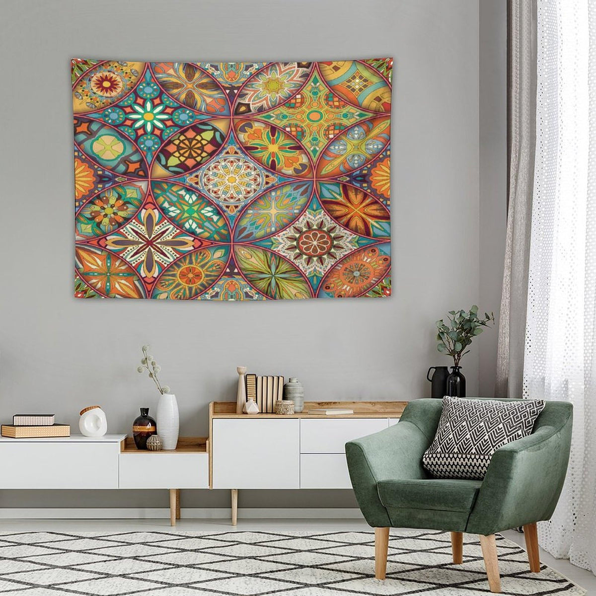 Boho Floral Tapestry Wall Hanging Colorful Bohemian Mandala Tapestries Home Decor for Living Room Bedroom Apartment Farmhouse Dorm 30"x40" (30"L x 40"W / Mandala-20)