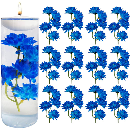 12 Pcs Blue Artificial Flower for Floating Candle Centerpieces (Blue)