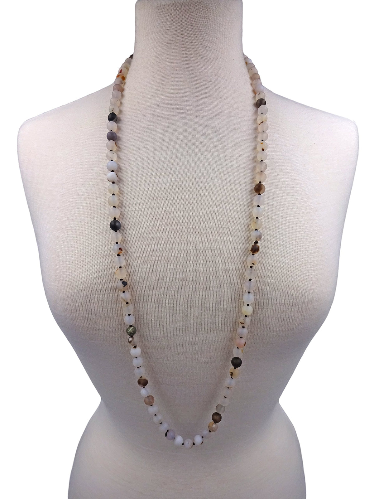 7 8MM 36 Inch Long Opera Length Matte (flower agate)