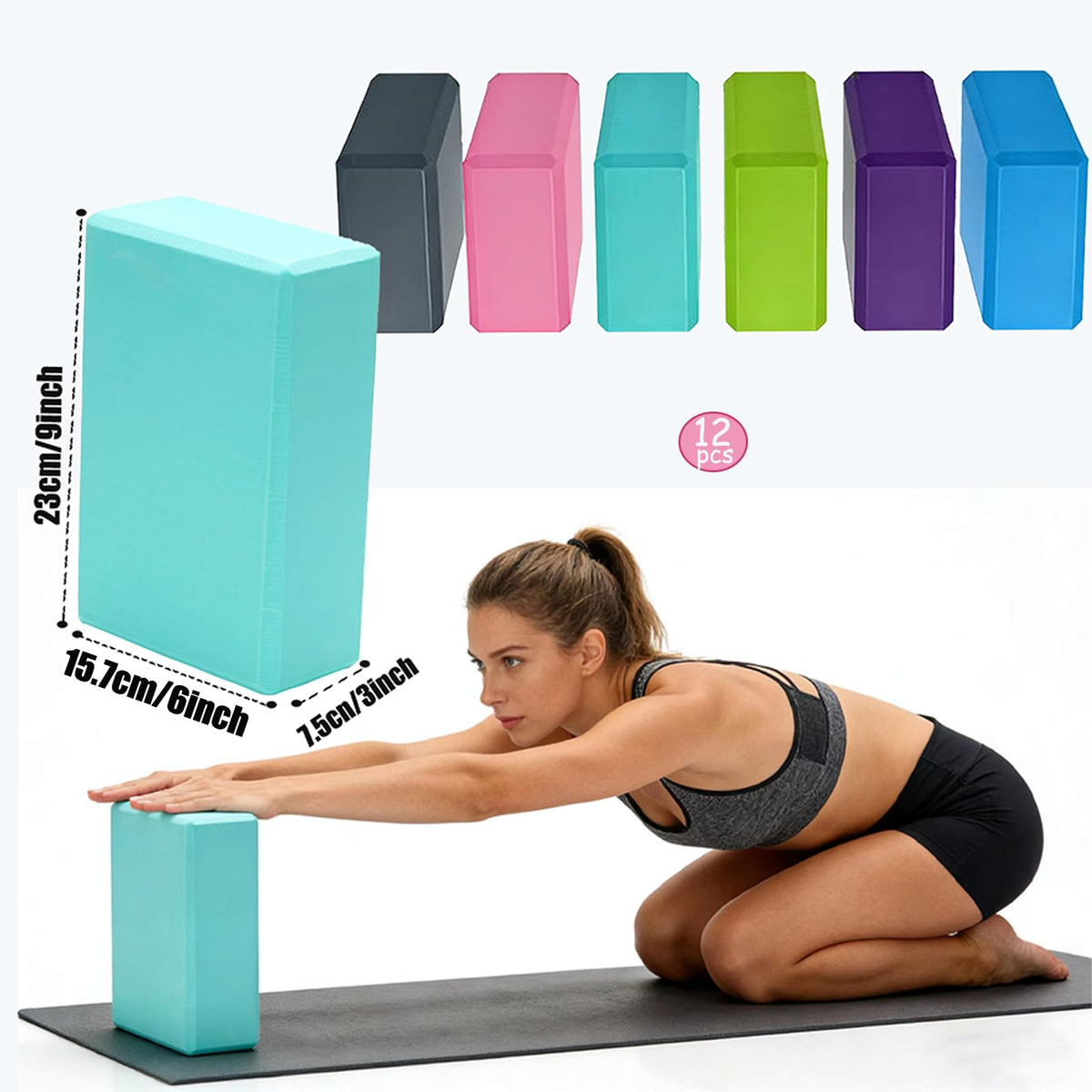 12 Pcs Foam Yoga Blocks Lightweight Non (12PACK)