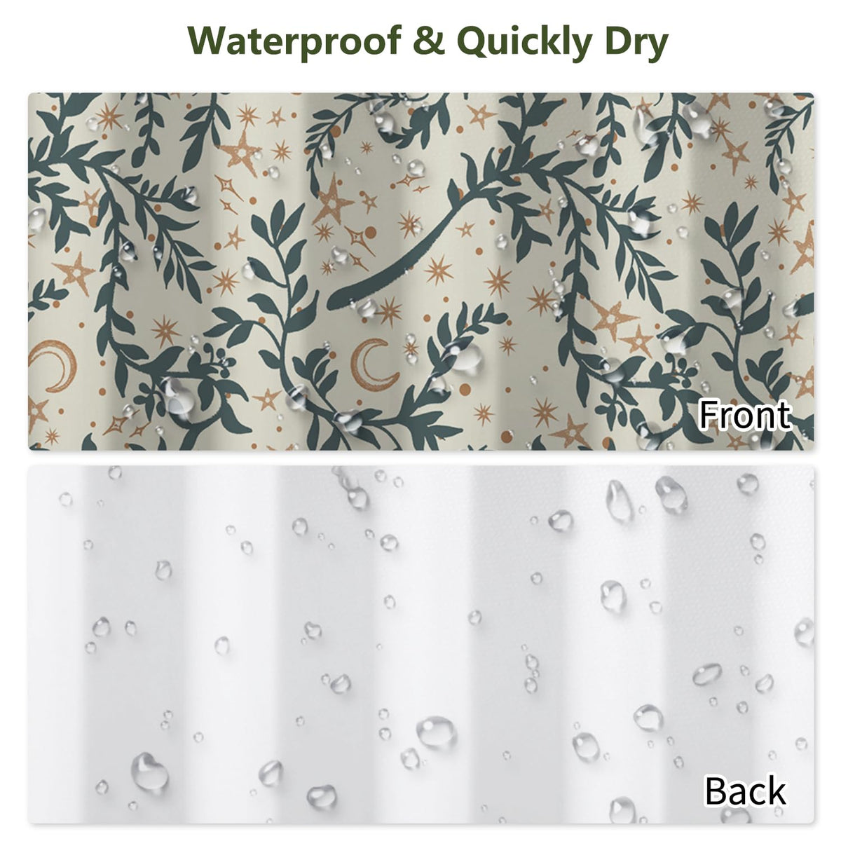 Boho Shower Curtain 71x74 Inch (Botanical and Moon)
