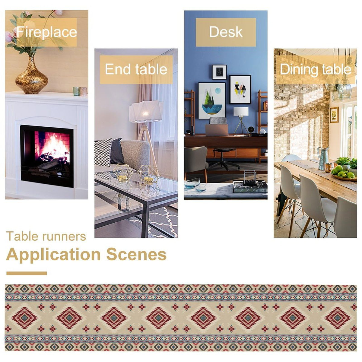 Rustic Ethnic African Table Runner Vintage Tribal Aztec Southwestern Native American Runner for Kitchen Table Dining Room Coffe 13x36 inch (13x36inch / Aztec 13)