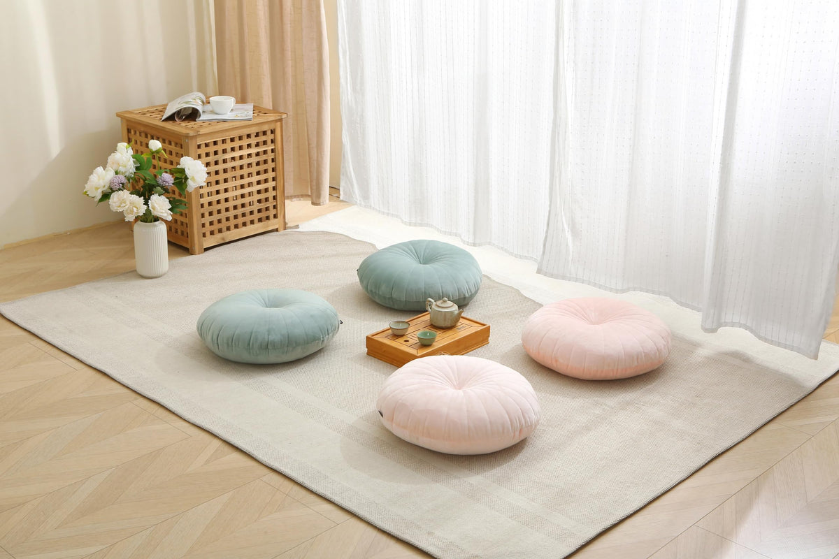Floor Pillow Meditation Cushion Round Large Floor Pillows Seating for Adults (Pink / 18inches)