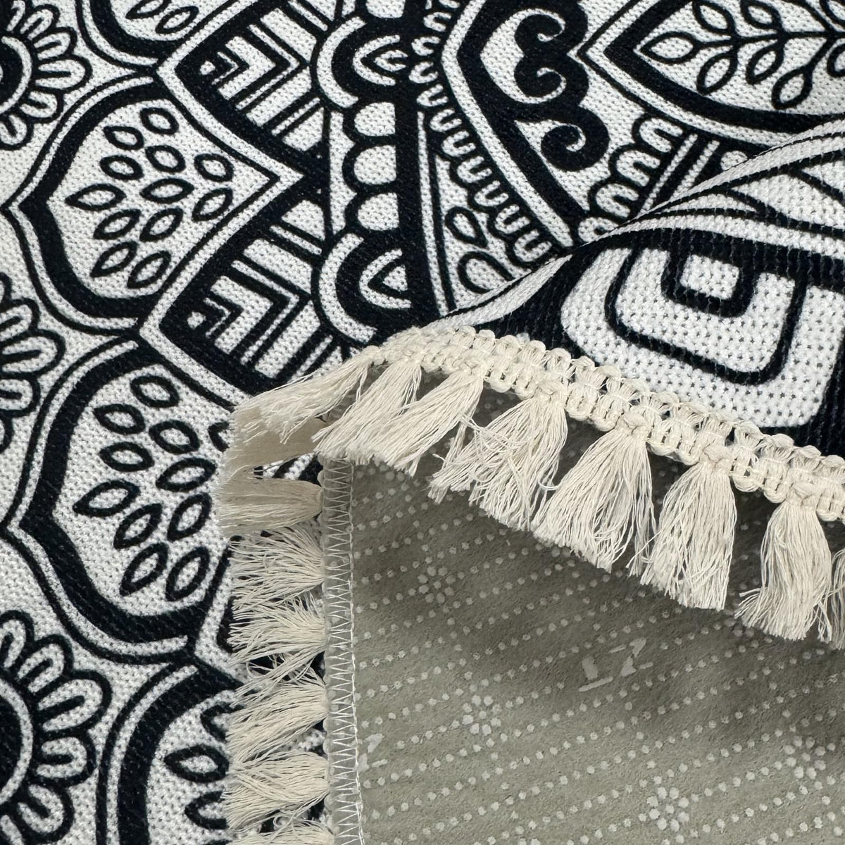 Round Rug 5Ft Circle Boho Washable Farmhouse Bedroom Carpet (Boho Flower 2 / 5' (Round))