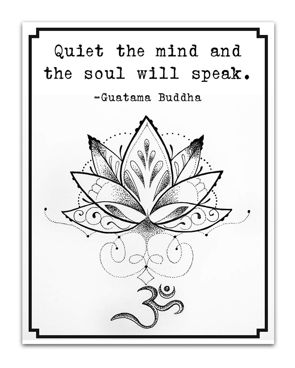 Buddha Inspirational Spiritual Quotes Wall Art Decor (Soul will speak | Lotus)
