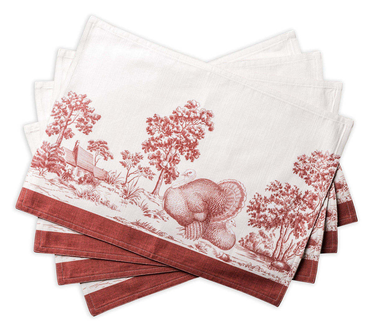 Placemats Set of 4 Reusable 100% Cotton (087 - Holy Jouy - Red / 13" X 19" (Pack of 4))