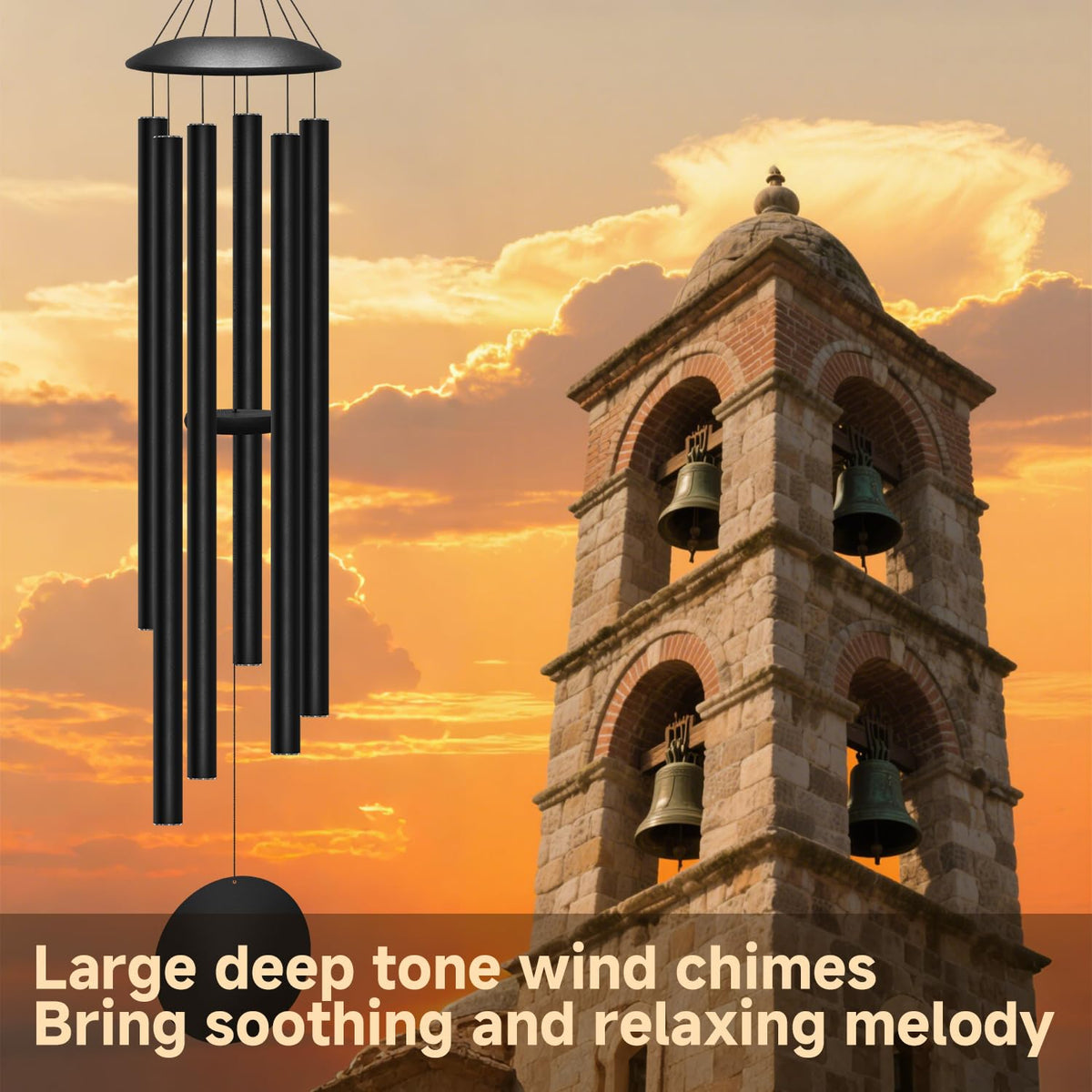 78" Extra Large Wind Chimes for Outside (Black / 78")