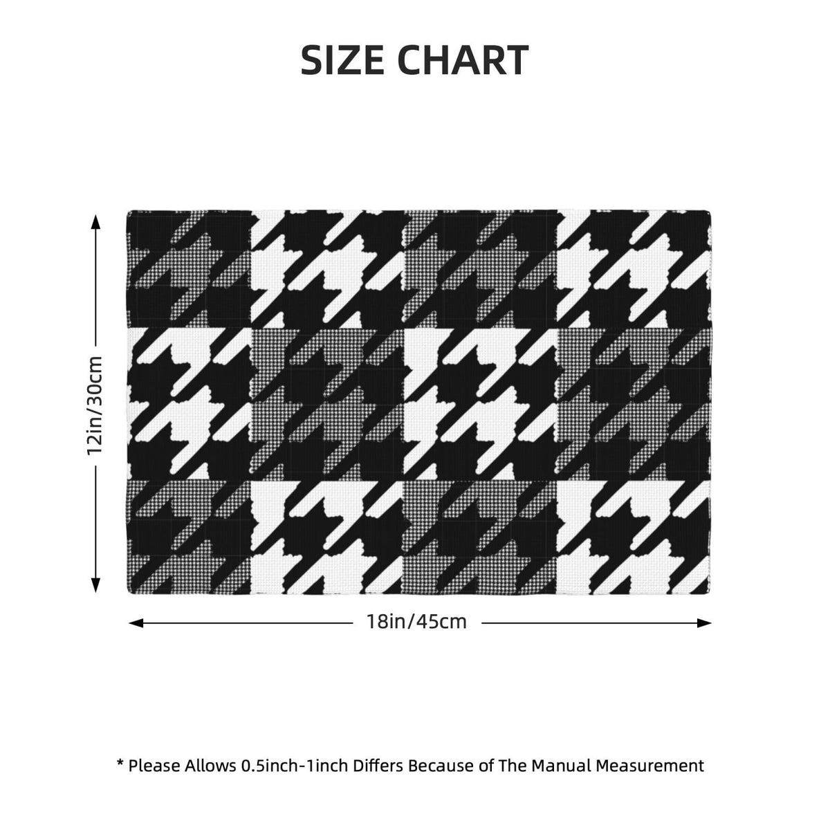 Placemats Houndstooth Checkerboard Place Mat Set of 6 Pieces Heat (6PCS / Houndstooth Checkerboard)