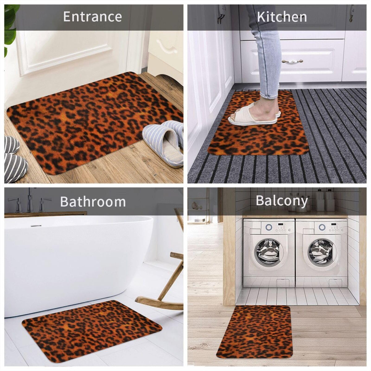 Leopard Print Bath Mat Non (1'8" x 2'8" (Rectangular) / Leopard Print)
