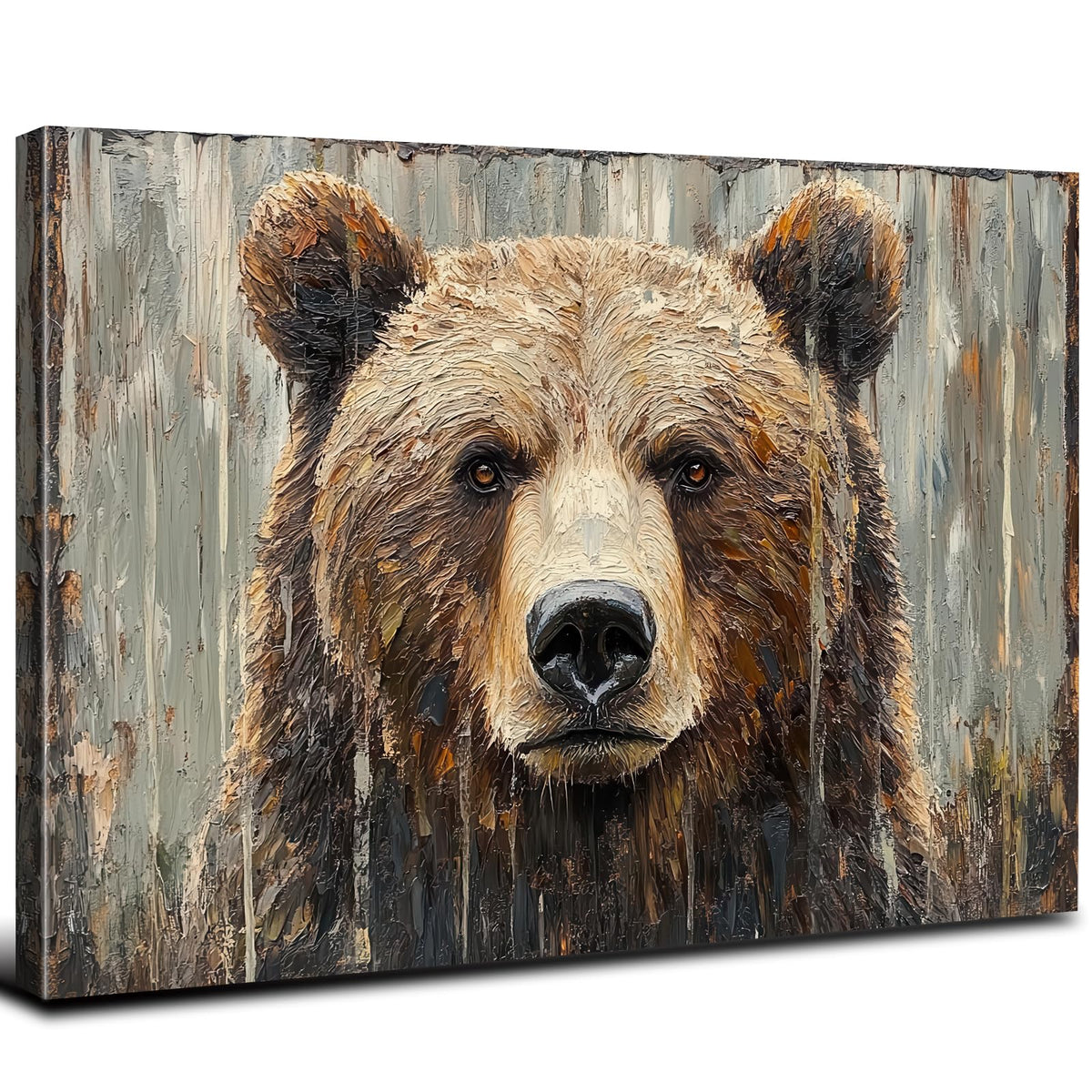 Farmhouse Wall Decor Bear Wall Art Rustic Animal Heads Pictures Funny Animal Canvas Prints Nature Wildlife Portrait Painting Modern Artwork for Kid Bedroom Living Room Home Decoration 16x24" (24"L x 16"W / Bear)
