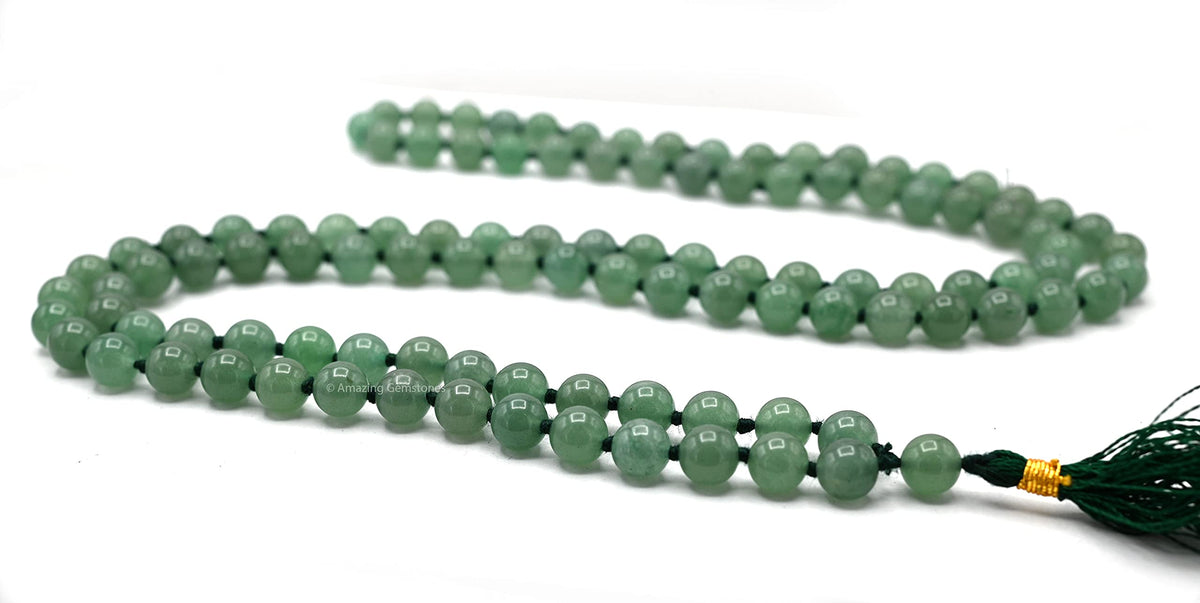 Green Aventurine Buddhist Prayer Beads Japa Mala with 108 Meditation Beads (Hand Knotted / Green Aventurine)