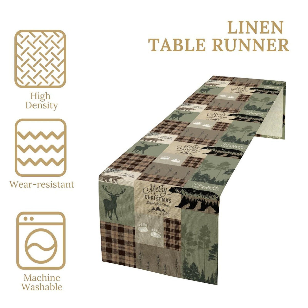 Rustic Country Bear Table Runner (13x36inch / Deer-2)
