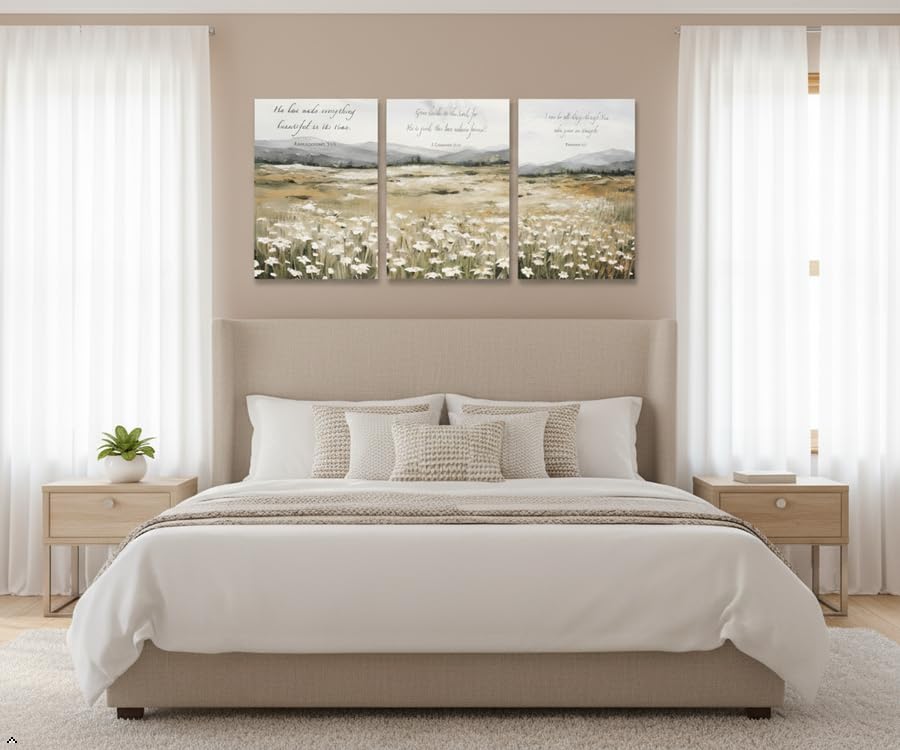 3 Piece Christian Wall Art Triptych (kuangye / 16"L x 12"W)