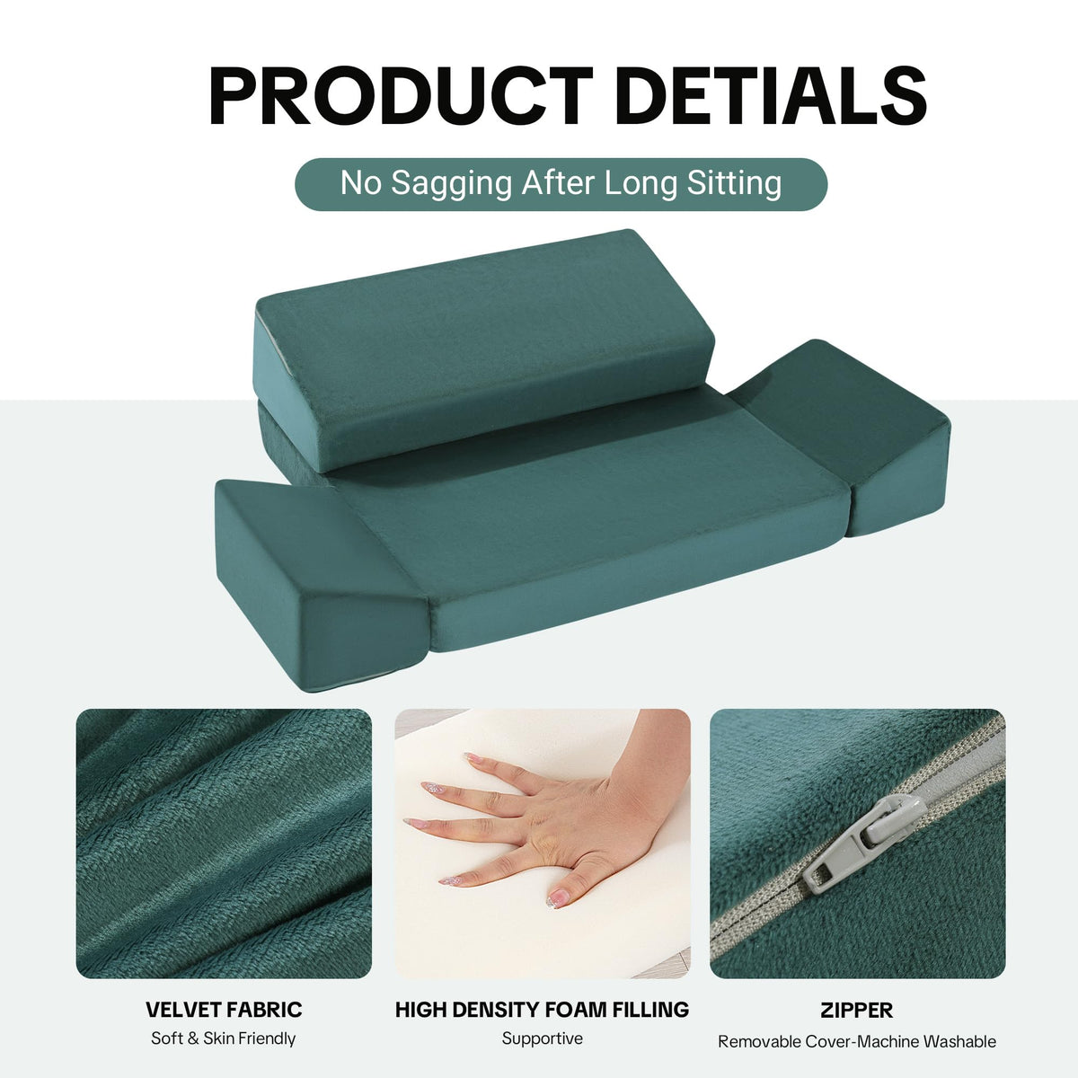 Large Meditation Cushion Foam Meditation Pillows for Sitting on Floor (Green)