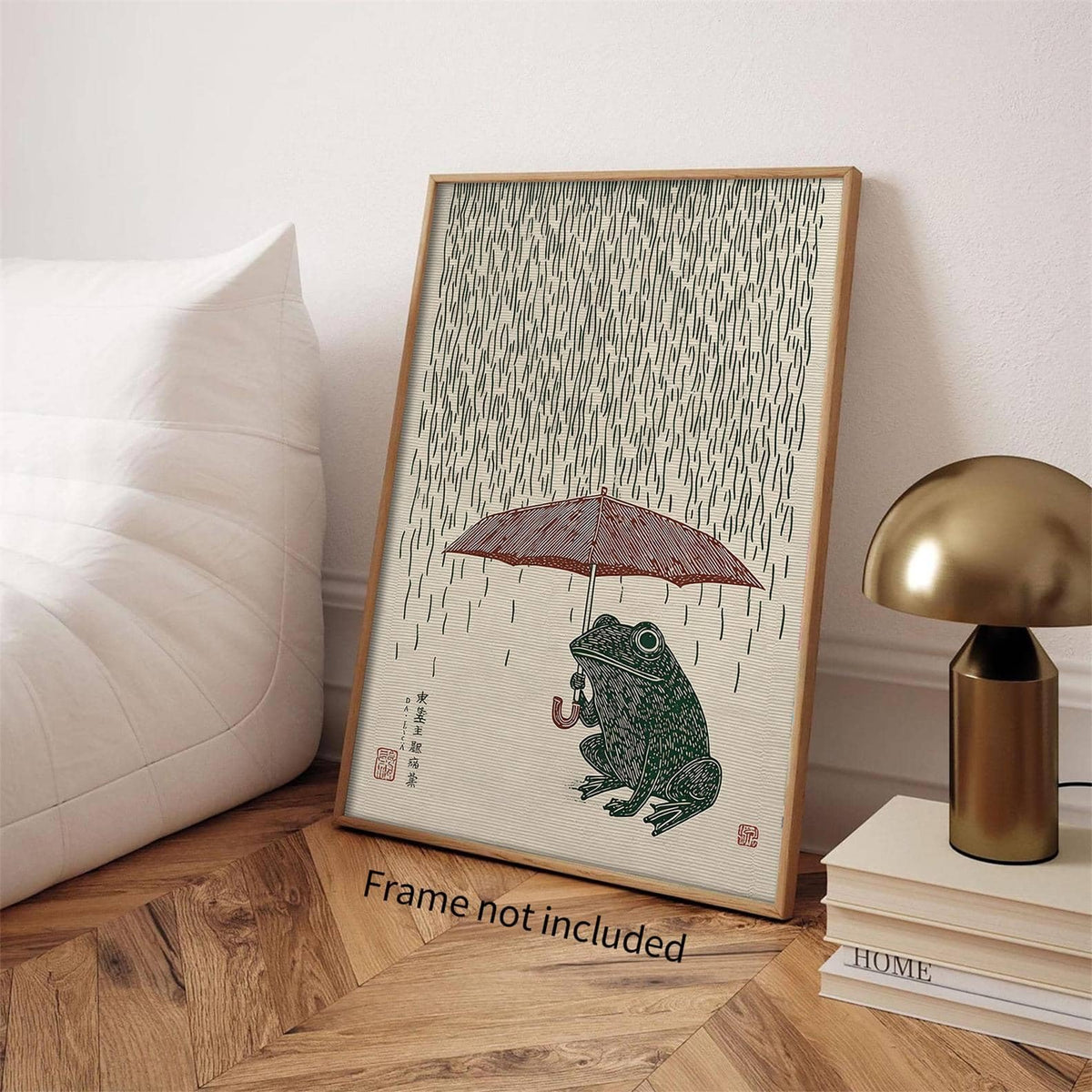 Vintage Japanese Canvas Wall Art Whimsical Frog with Umbrella Posters Cute Japan Animal Picture Painting Minimalist Asia Aesthetic Prints for Japanese Living Room Bedroom Office 11x14in Unframed (Unframed / Japanese Frog Poster / 14"L x 11"W)