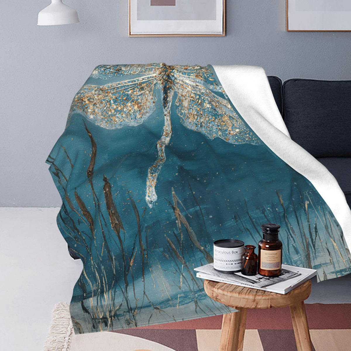 Dragonfly Fleece Throw Blanket Animal Dragonflies Gifts Room Decor 60"x80" (Dragonfly / 60"X80")