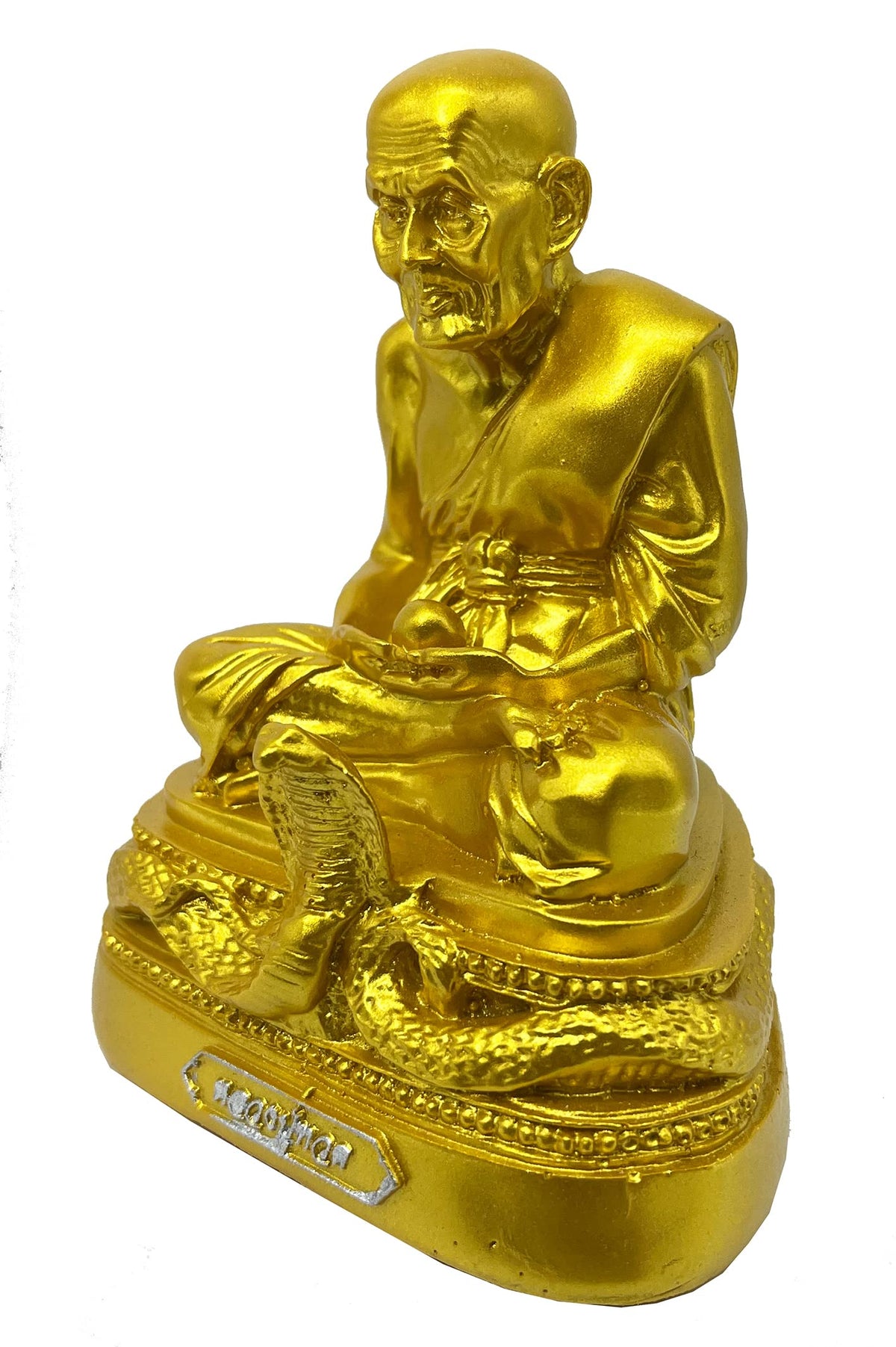 Luang Pu Thuad Buddha Statue Gold Buddha Statue 5" H. Thai Buddhist Saint Thai Buddha Statue Room Decor Home Decor Small Gift Office Gift (Mable White)