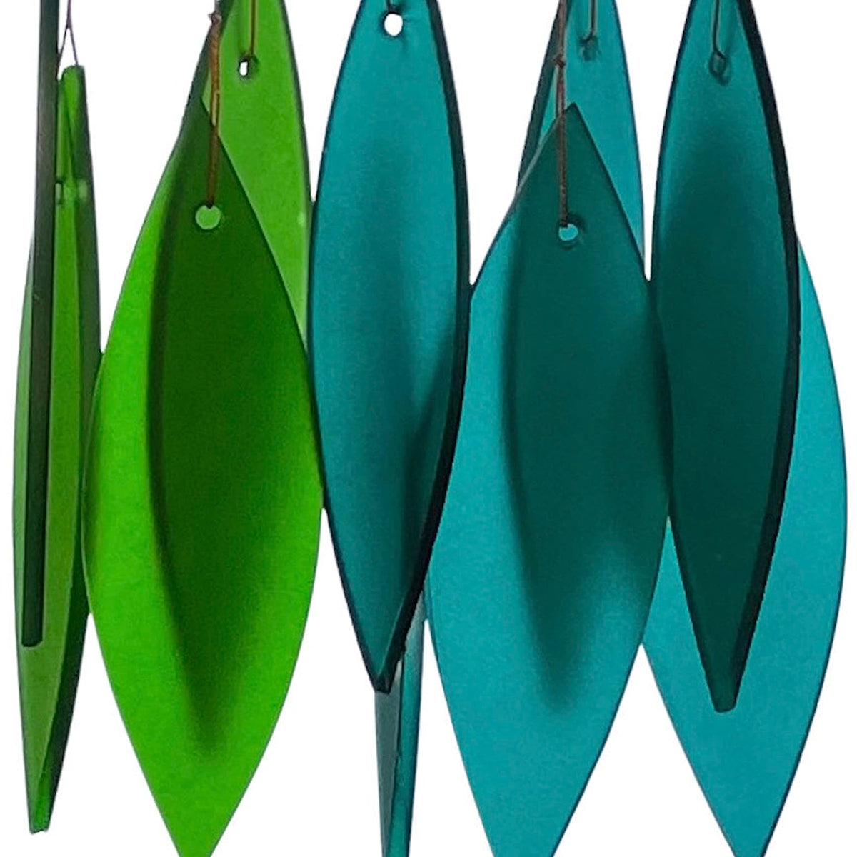 Blue Handworks Gradient Ocean Shades Glass Leaves Wind Chime (Gradient Ocean Shades)
