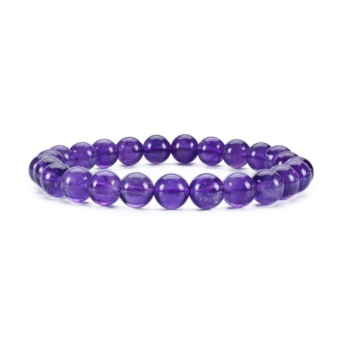 Amethyst Bracelet 8mm Beaded Bracelet (Amethyst / Large)