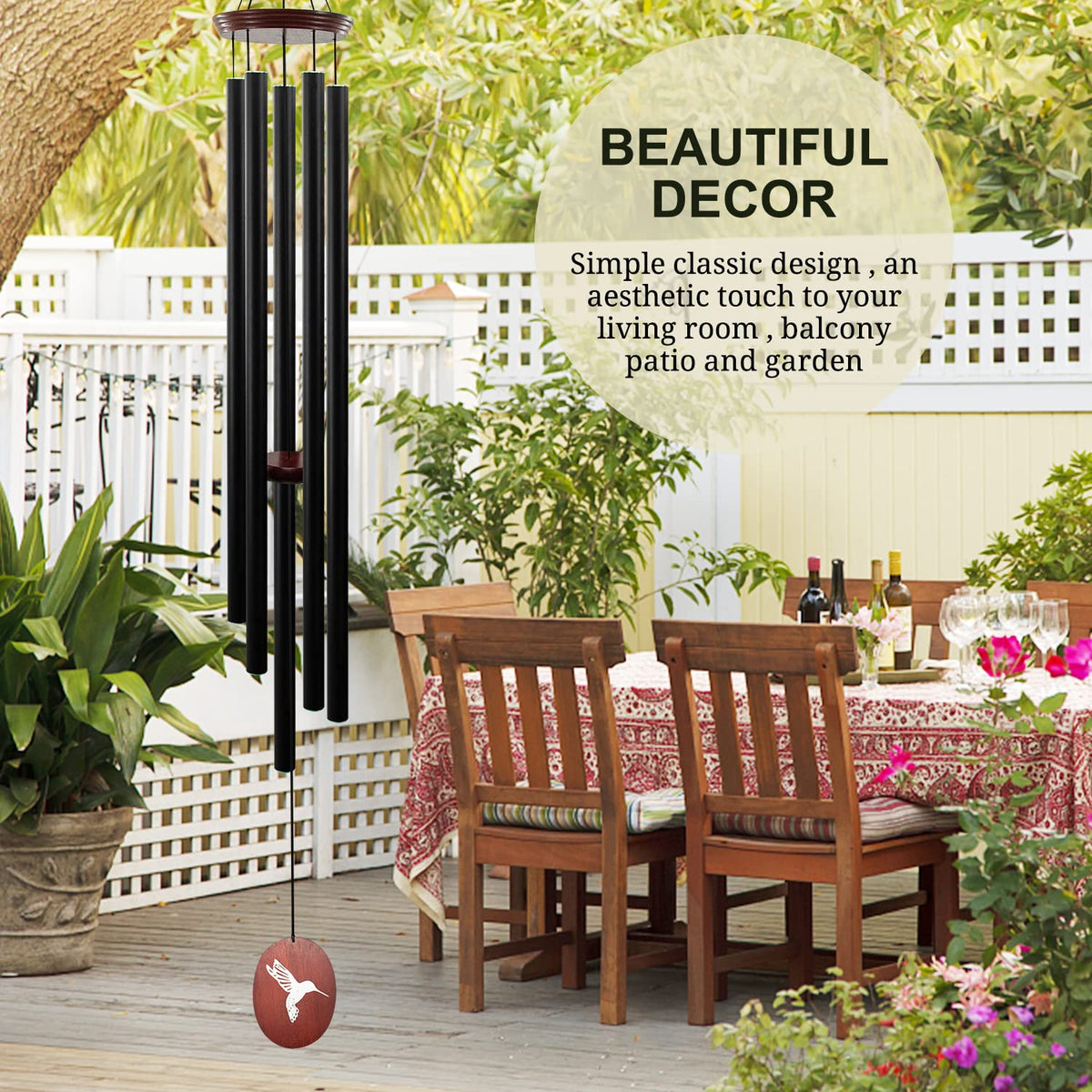 60" Hummingbird Wind Chimes (60" Red Hummingbird)