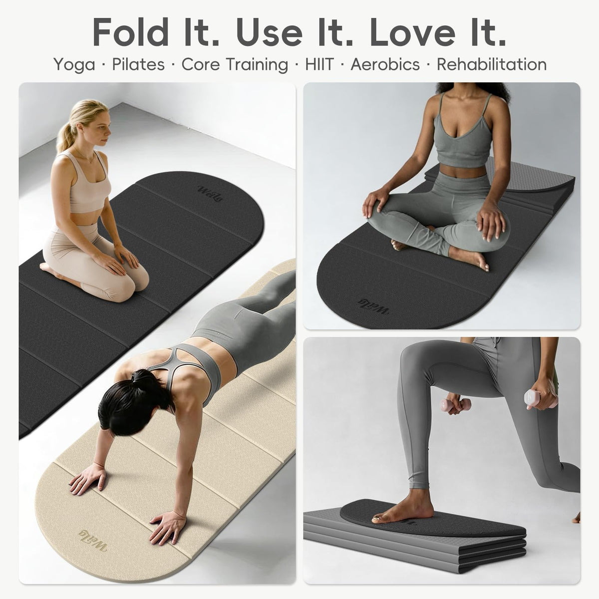 Foldable Yoga Mat (Black & Grey)