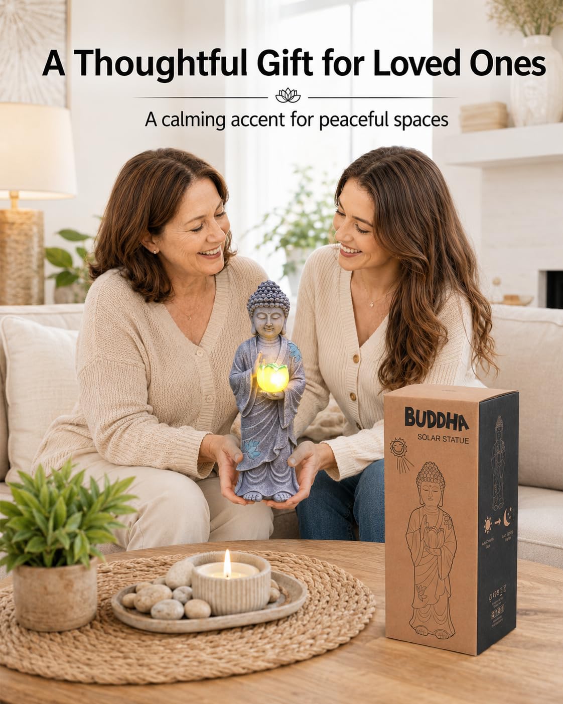 Solar Buddha Garden Decor (28CM Grey)