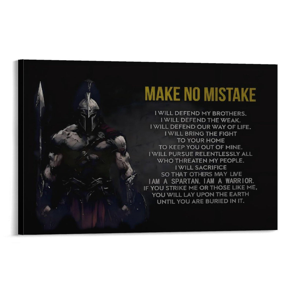 Spartan Warrior Quote Motivational Poster Canvas Printing Wall Art Prints Wall Decor Posters Dark Minimalist Stoic Gym Office Living Room Bedroom Man Cave Decor 12x18inch (style-1 / 18"L x 12"W)