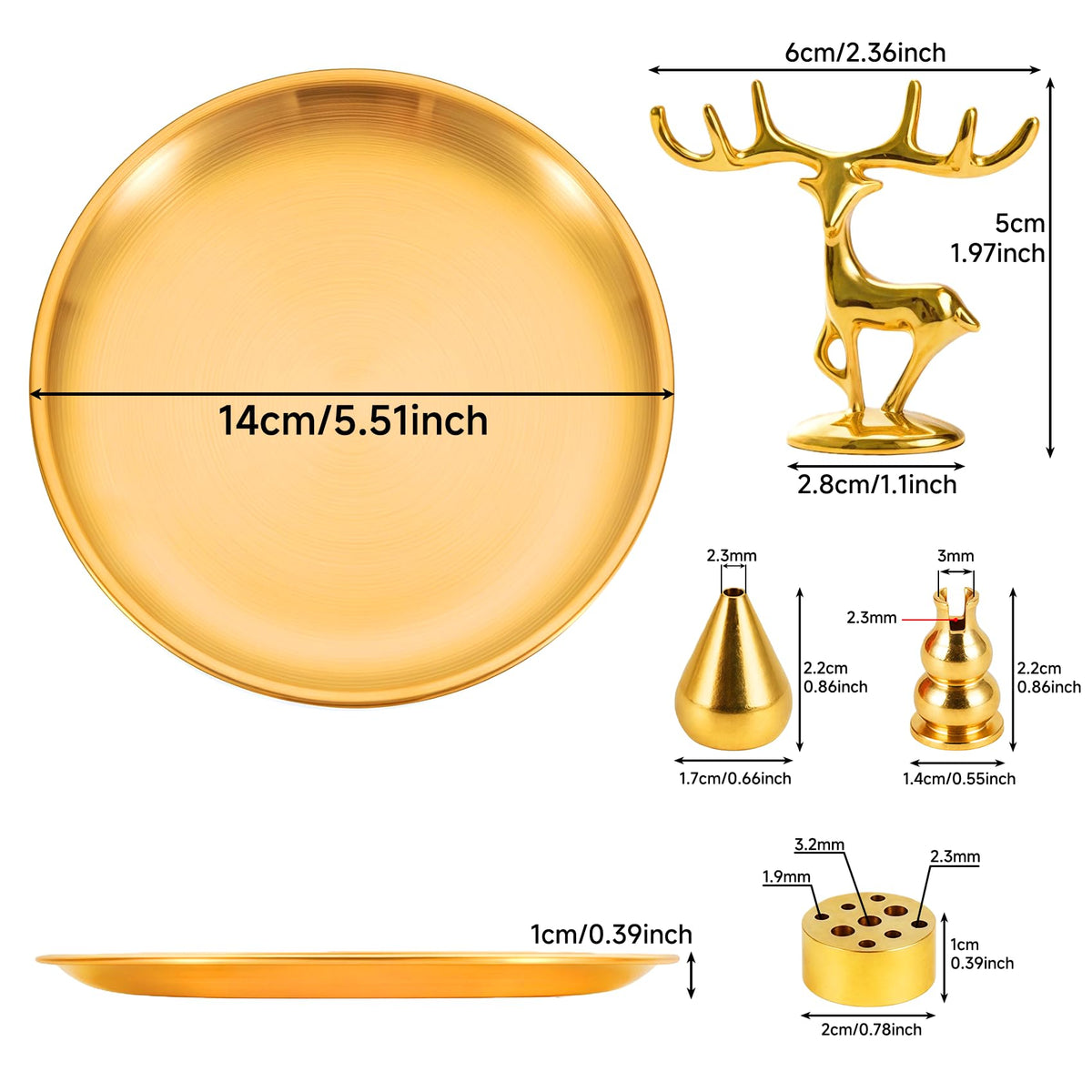 5 in 1 Incense Burner (Deer+nine Holes+gourd+water Drop+disc)