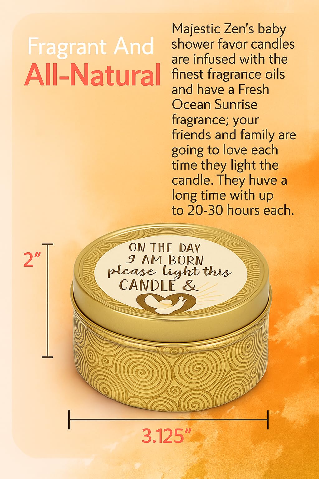 Baby Shower Candle Favors Gift Set (Gold-Bronze-1-9pk)