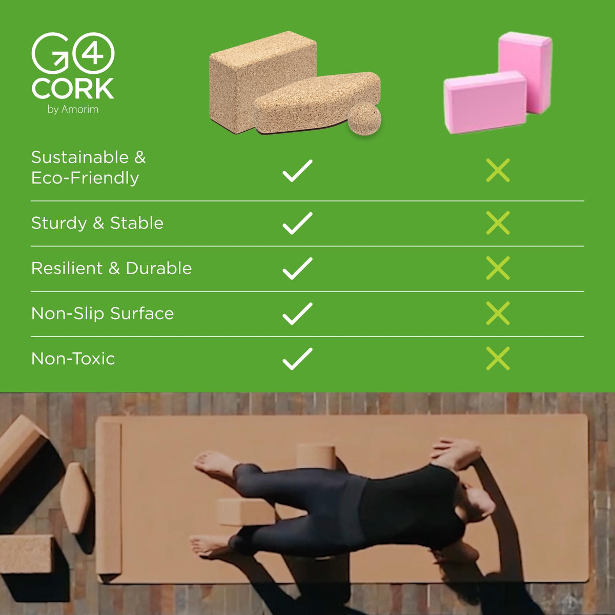 Oval Cork Yoga Egg Block (11 x 4 x 3")
