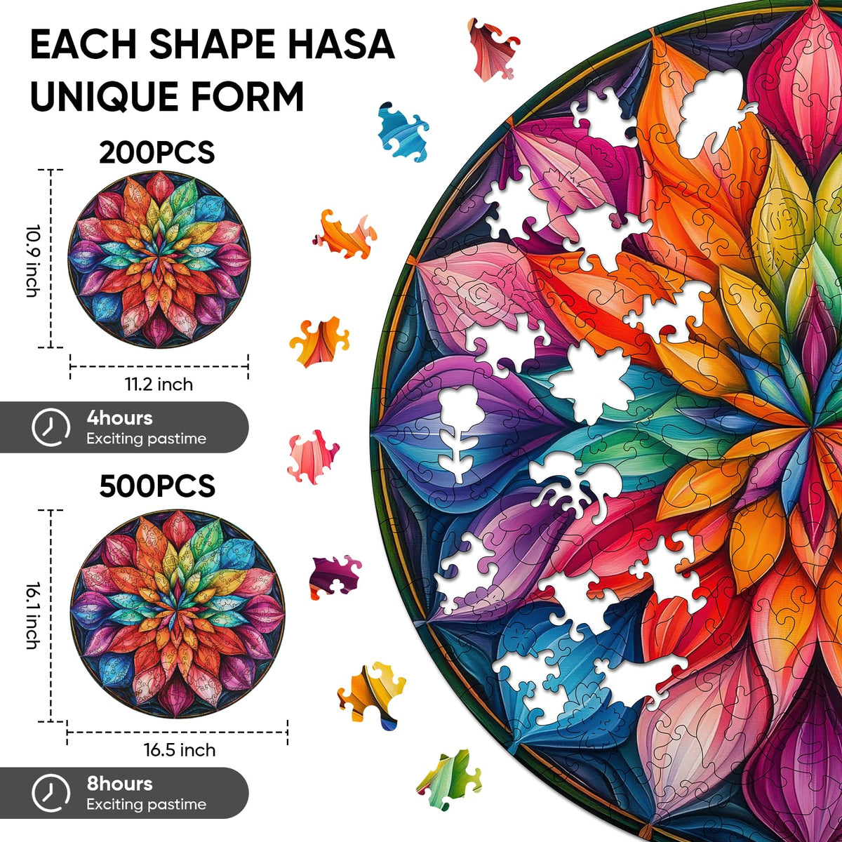 Mandala Wooden Puzzle (Color Lotus / Large)