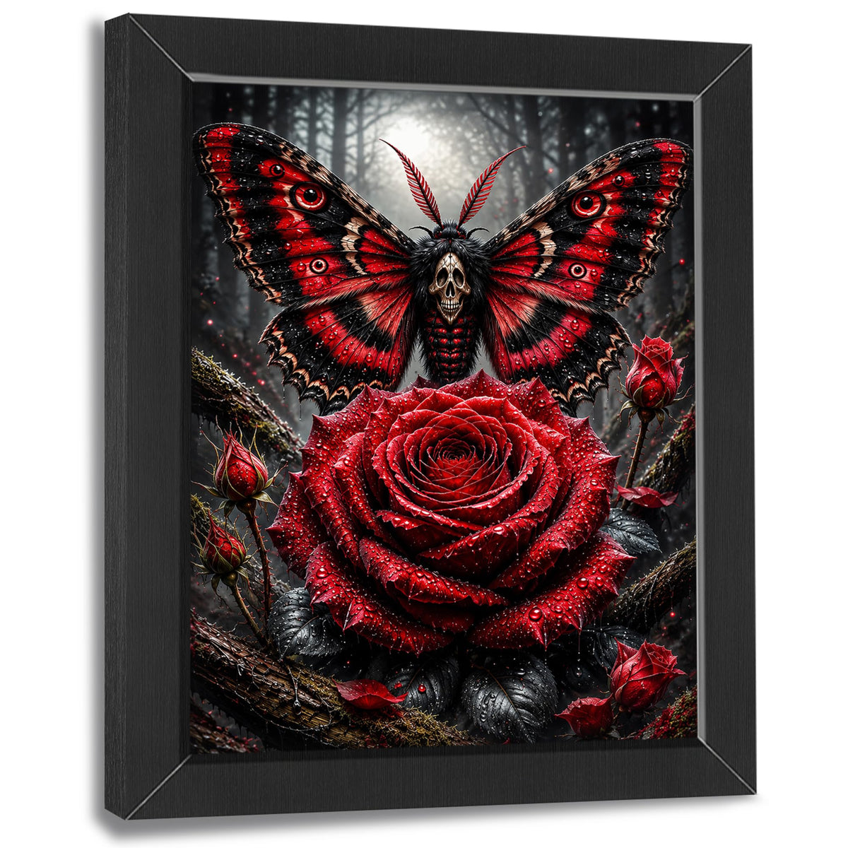 Gothic Death Moth Decor Wall Art (Wall Art Framed 53 / 10"L x 8"W)