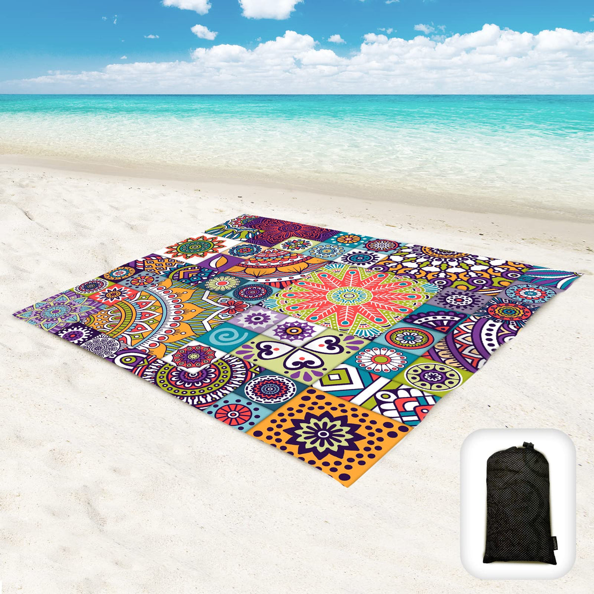 Beach Blanket Waterproof Sandproof Oversized 95”x 80” (Moroccan Myst)