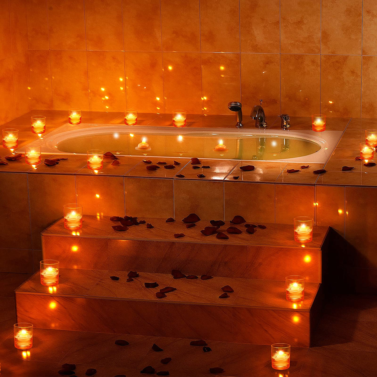 24 Pack Flameless LED Floating Candles 1.6''Water Activated (Yellow)