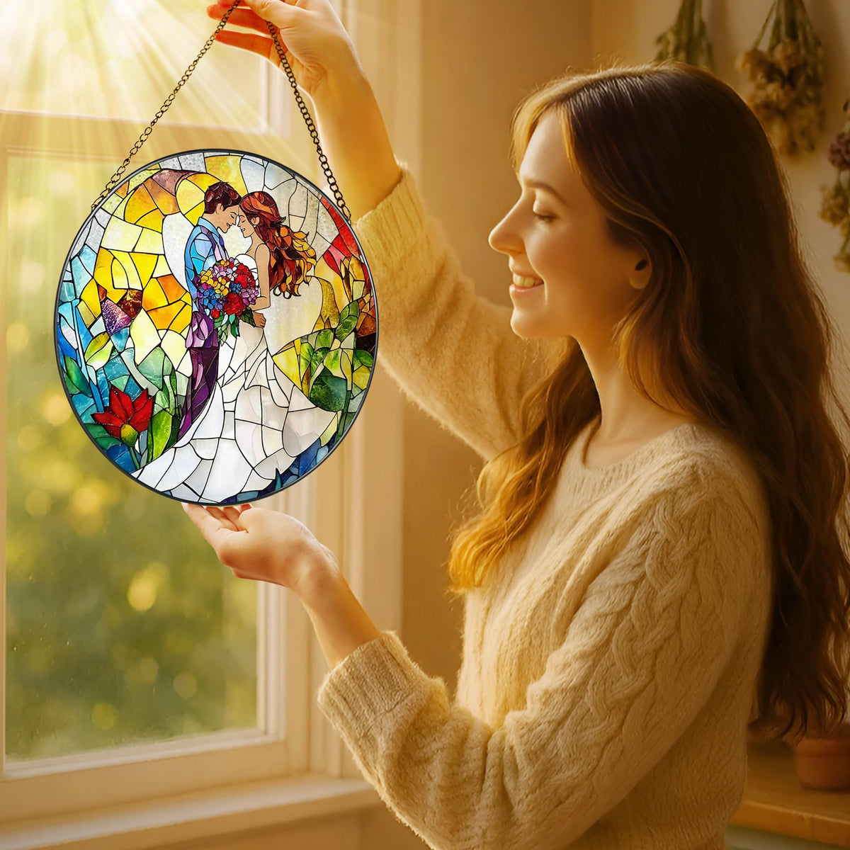 8'' Romantic Couple Wedding Sun Catcher Ornament (Romantic Couple)