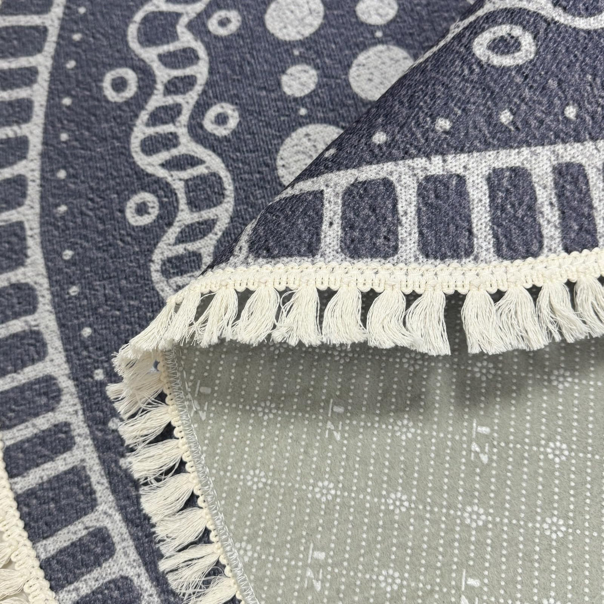 Boho Rug 4Ft Round Washable Carpet for Bedroom Farmhouse Hallway (Simple Grey / 4' (Round))