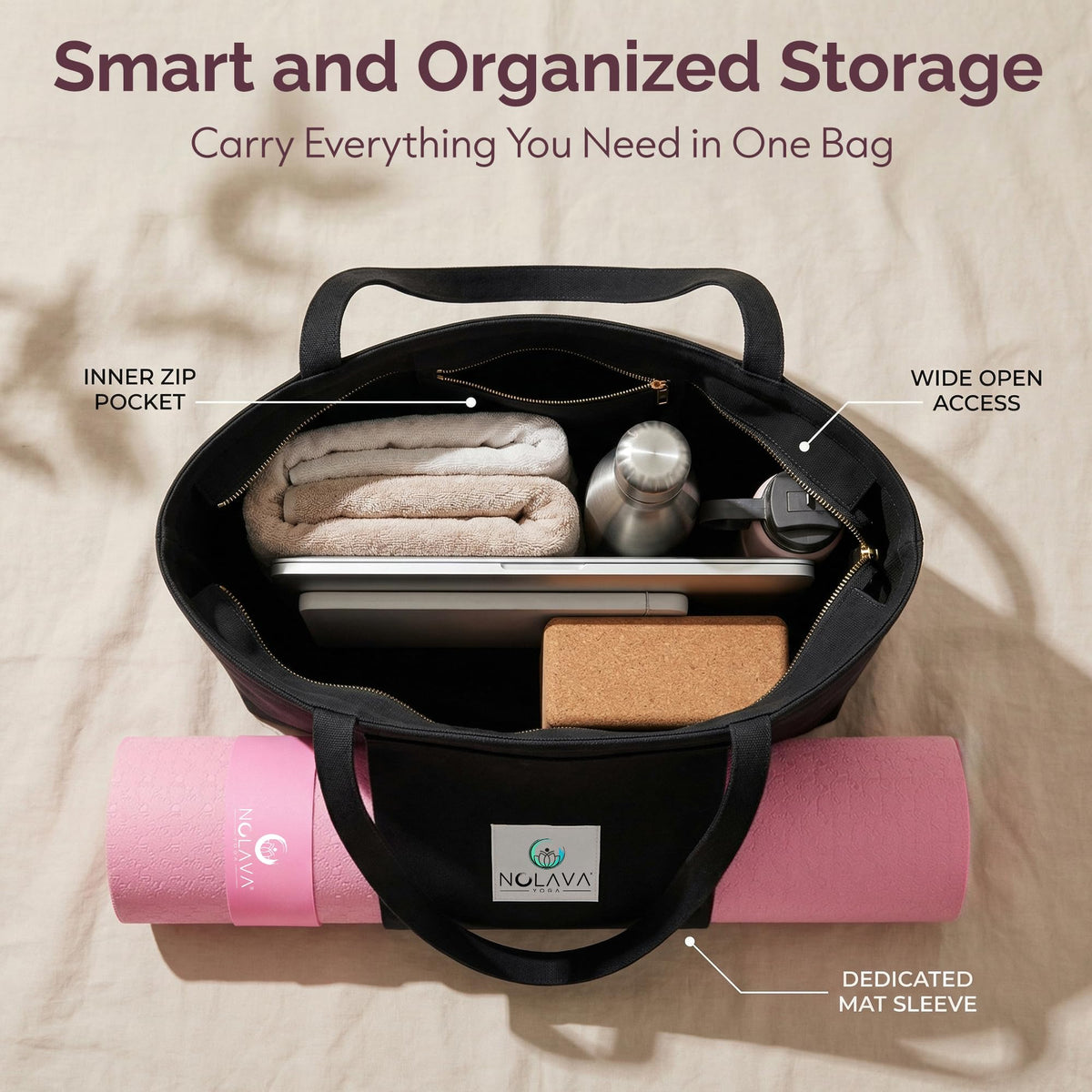Pink Yoga Mat with Carry Bag (Pink / 3-Piece Set)