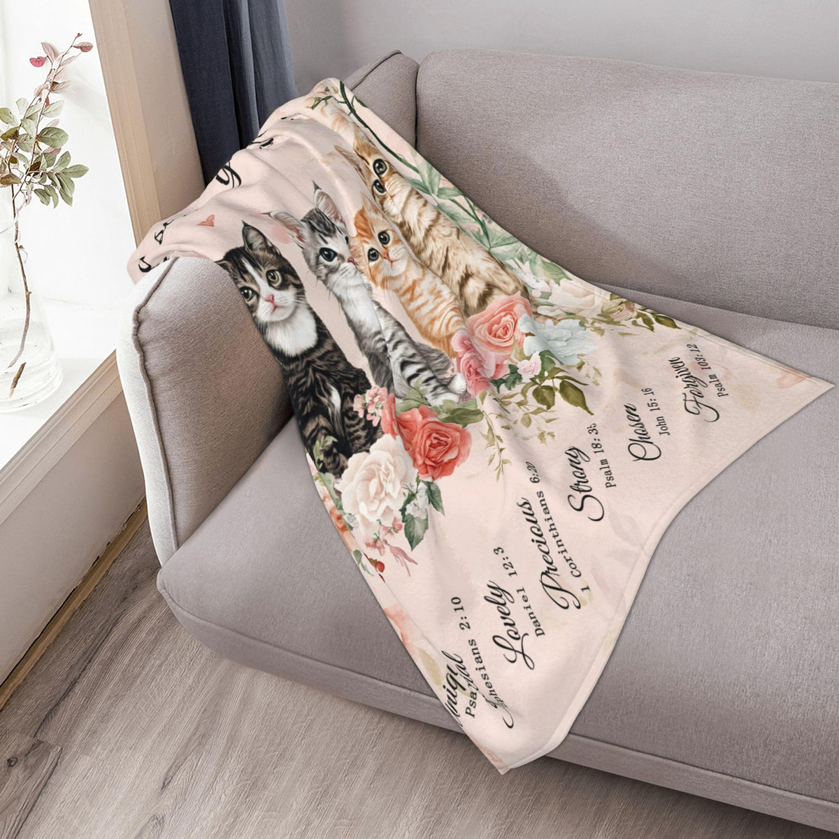Cat Fleece Throw Blanket Christian Inspirational Gifts Room Decor 30"x40" (Five Cats / 30"X40")