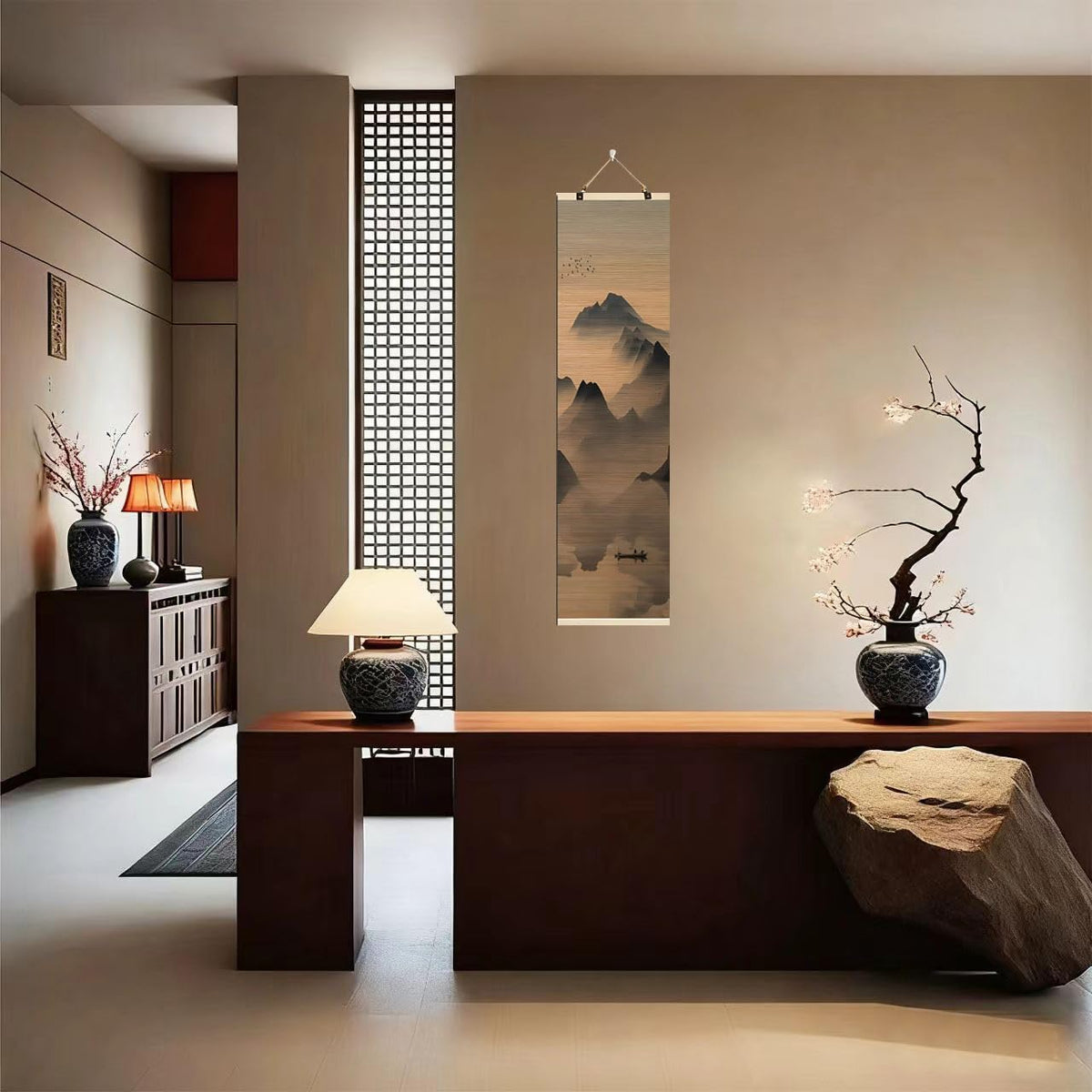 Natural Bamboo Blind Scroll Wall Art (Color-A01)