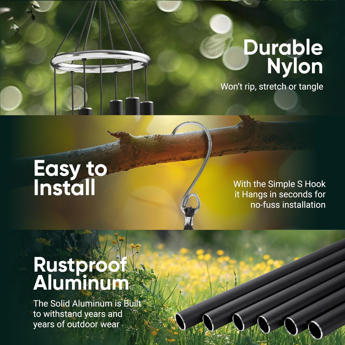 Nature’s Melody Aureole Tunes Wind Chimes (36" / Black)