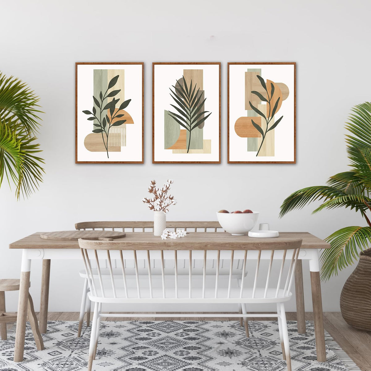 Boho Botanical Geometric Framed Wall Art (Botanical B / 16"L x 24"W)