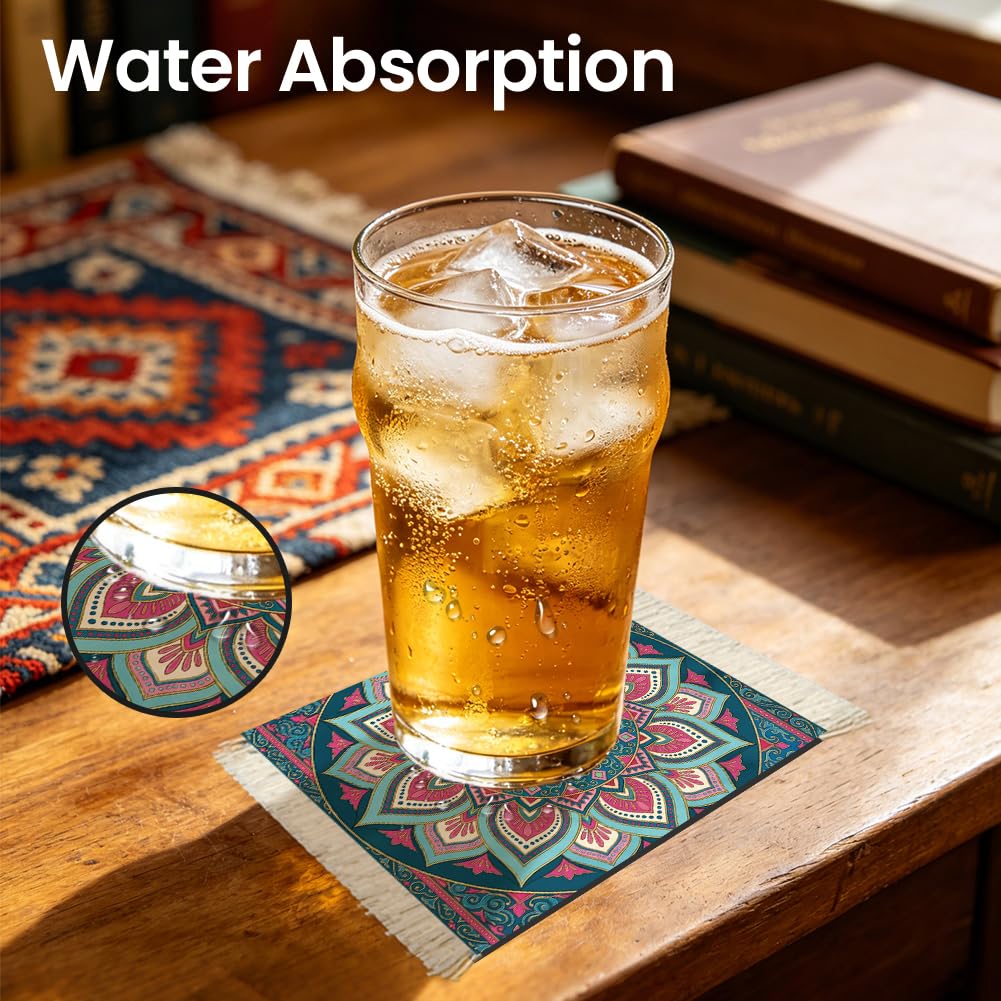 Mandala Pattern Carpet Coasters Set of 6 for Kitchen Office Home (Mandala Pattern)