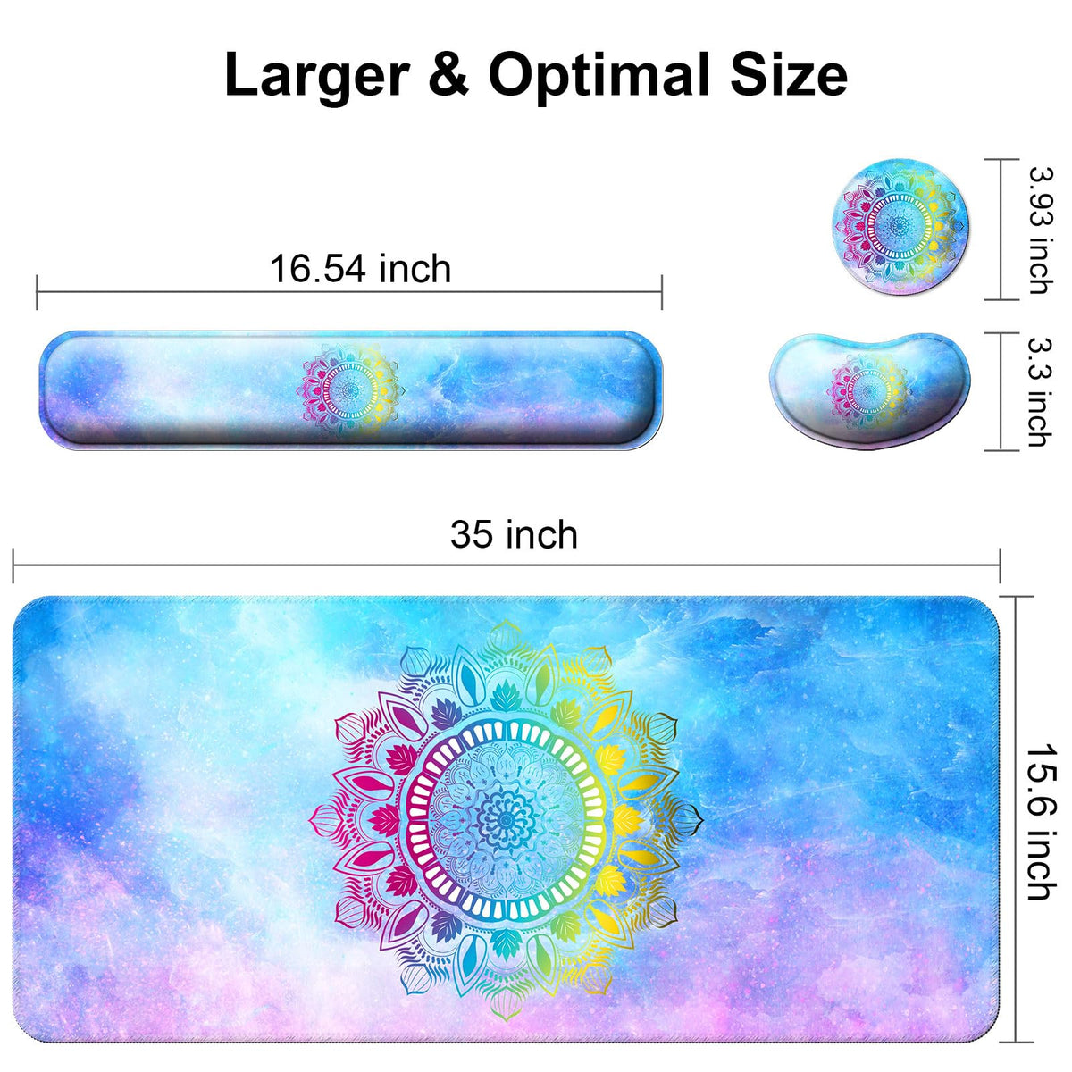 4 in 1 Mouse Pad and Keyboard Wrist Rest (K2-star Mandala)