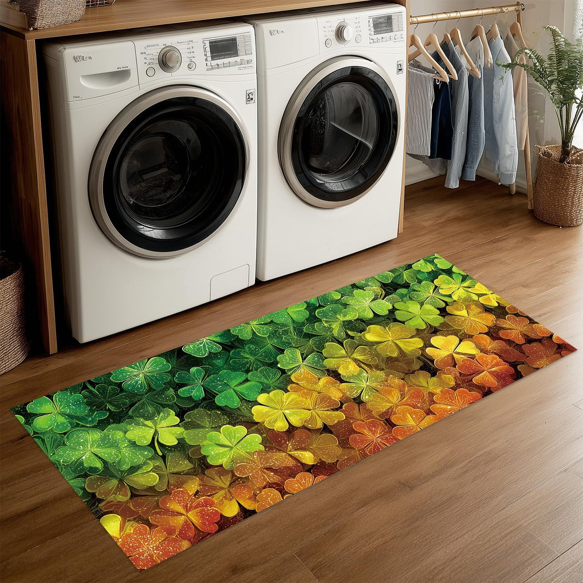 Green Clover Laundry Room Rug 20x47 Inch (#72)