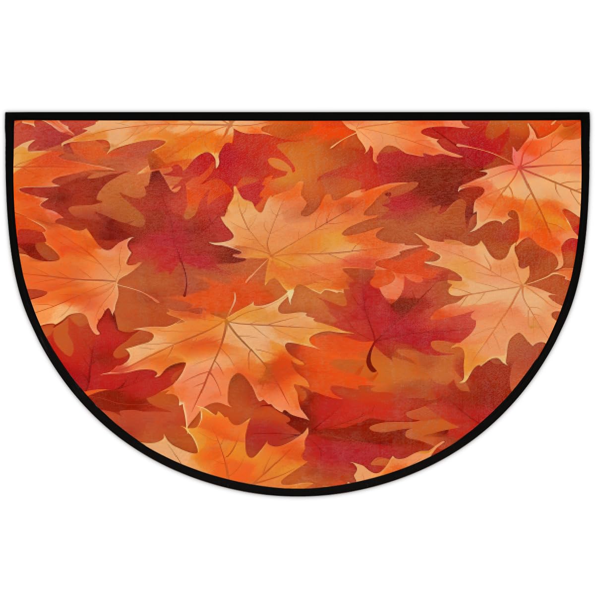 Autumn Maple Half Round Door Mat Indoor Entrance Semi Circle Area Rugs (E Autumn Maple Fall)