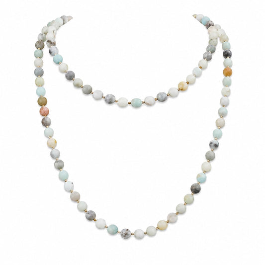 99 Amazonite Beads Boho Long Beaded Necklaces for Women Men (Amazonite)