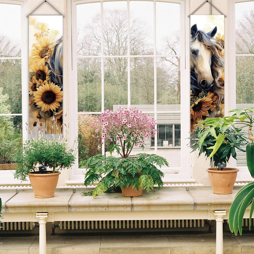 2Pcs Horse Tapestry (Yellow-sunflower and horse)