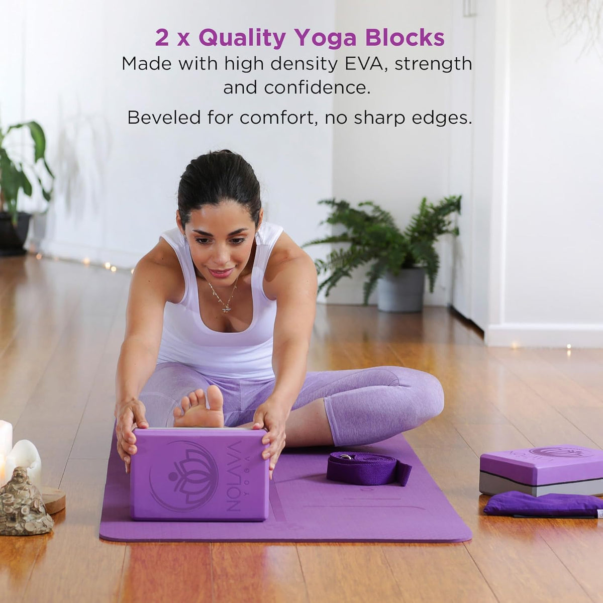 NOLAVA 7 Piece Yoga Mat Set (Purple (7-Piece Set) / 7-Piece Set)