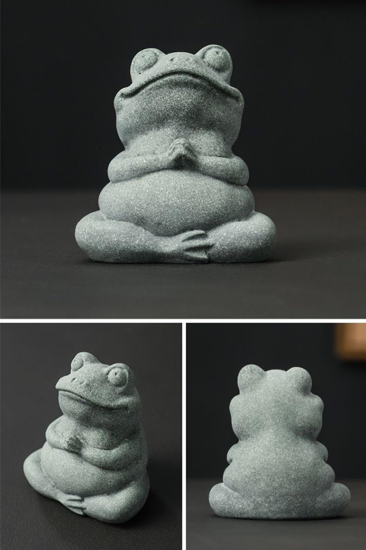 Meditating Frog Statue Yoga Animal Figurine Sandstone Sculpture (A)